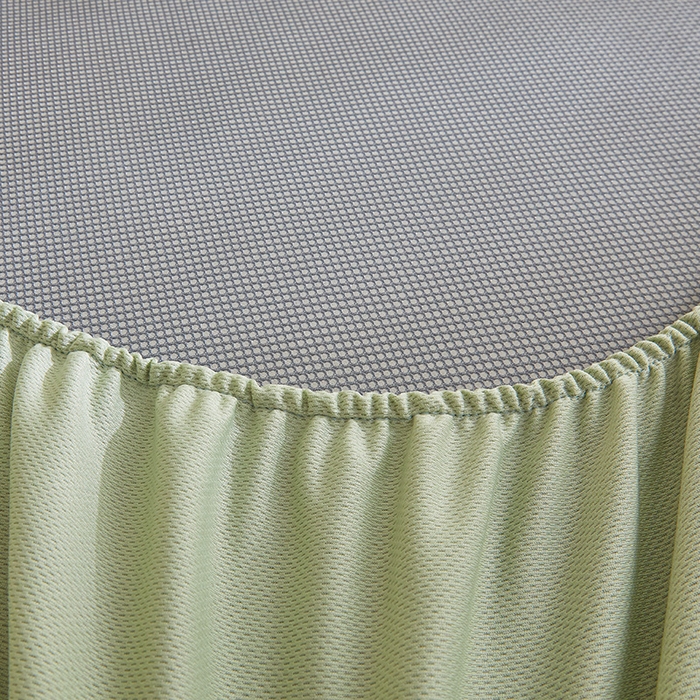 91家纺网 家纺一手货源 找家纺 全季家居 2025新款A类乙纶PE家族系列刺绣凉豆豆席凉席席子 快乐小熊-水绿-床笠款