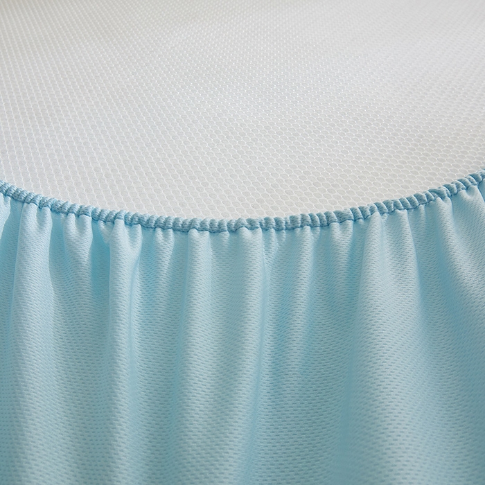 91家纺网 家纺一手货源 找家纺 全季家居 2025新款A类乙纶PE家族系列刺绣凉豆豆席凉席席子 熊猫家族-天蓝-床笠款