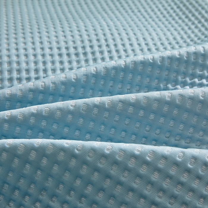 91家纺网 家纺一手货源 找家纺 全季家居 2025新款A类乙纶PE家族系列刺绣凉豆豆席凉席席子 熊猫家族-天蓝-床笠款