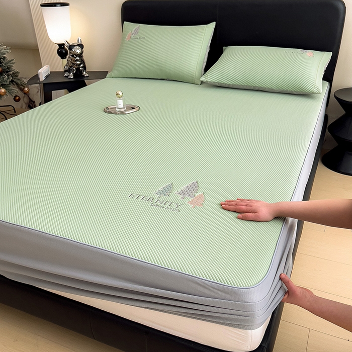 91家纺网 家纺一手货源 找家纺 （总）全季家居 2025新款A类乙纶PE希望森林刺绣系列凉豆豆席凉席席子