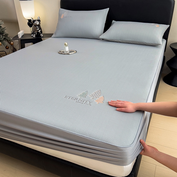 91家纺网 家纺一手货源 找家纺 （总）全季家居 2025新款A类乙纶PE希望森林刺绣系列凉豆豆席凉席席子