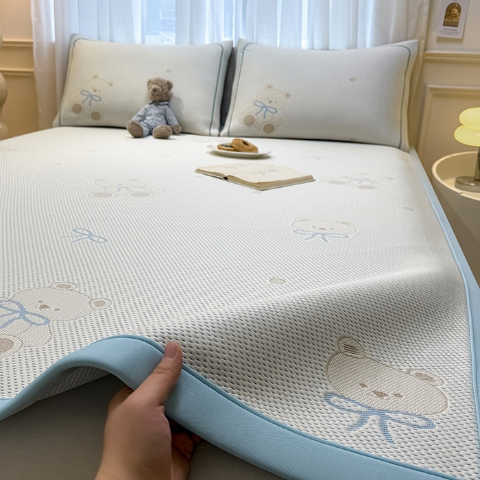 全季家居 2025新款A类乙纶PE卡通系列凉豆豆席凉席席子 欢乐小熊-天蓝-床席款