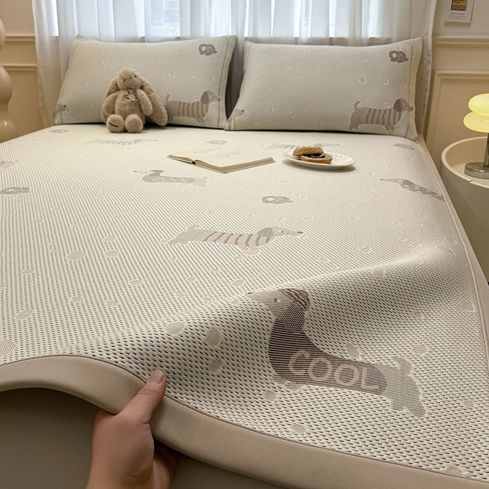 全季家居 2025新款A类乙纶PE卡通系列凉豆豆席凉席席子 腊肠狗-浅咖-床席款