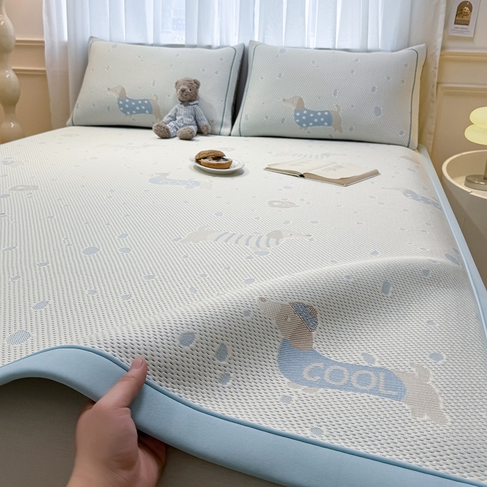 全季家居 2025新款A类乙纶PE卡通系列凉豆豆席凉席席子 腊肠狗-天蓝-床席款