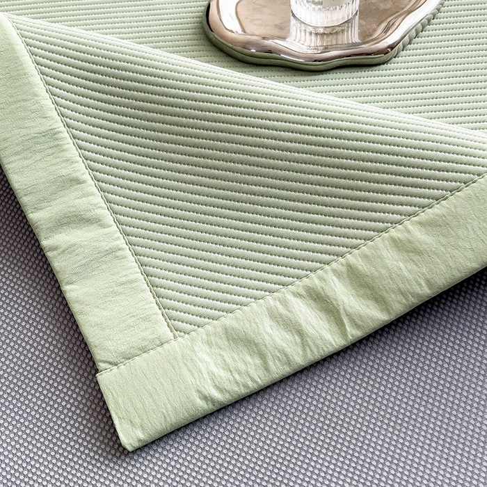 91家纺网 家纺一手货源 找家纺 全季家居 2025新款A类乙纶PE希望森林刺绣系列凉豆豆席凉席席子 水绿-床席款