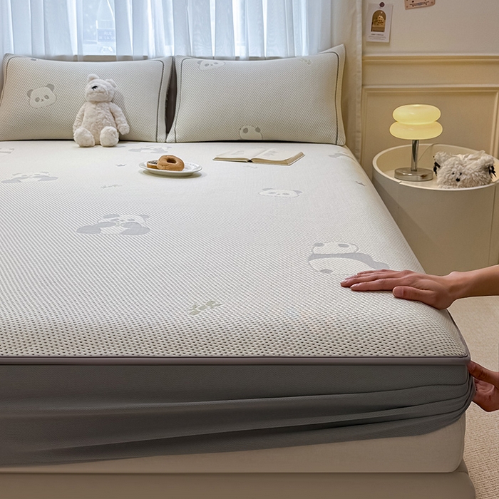 全季家居 2025新款A类乙纶PE卡通系列凉豆豆席凉席席子 熊猫宝宝-床笠款