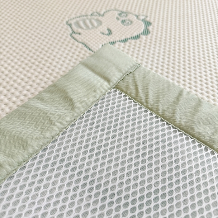 91家纺网 家纺一手货源 找家纺 全季家居 2025新款A类乙纶PE小动物系列凉豆豆席凉席席子 小恐龙-水绿-床席款