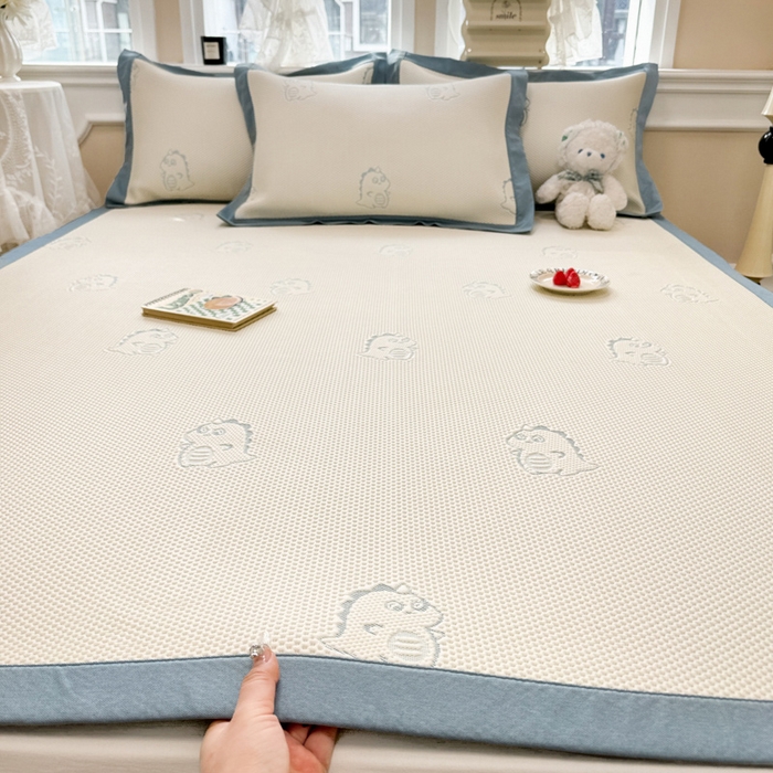 全季家居 2025新款A类乙纶PE小动物系列凉豆豆席凉席席子 小恐龙-天蓝-床席款