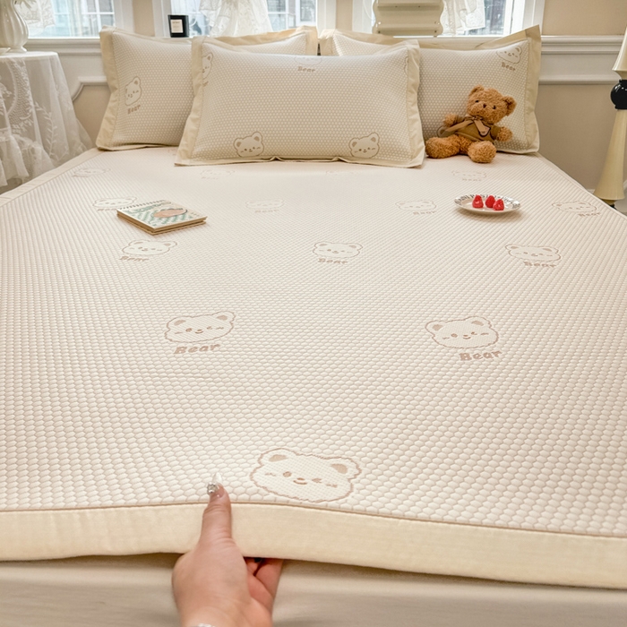 全季家居 2025新款A类乙纶PE小动物系列凉豆豆席凉席席子 小熊-卡其-床席款
