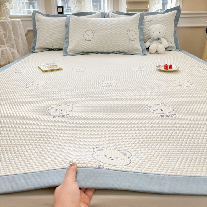 全季家居 2025新款A类乙纶PE小动物系列凉豆豆席凉席席子 小熊-天蓝-床席款