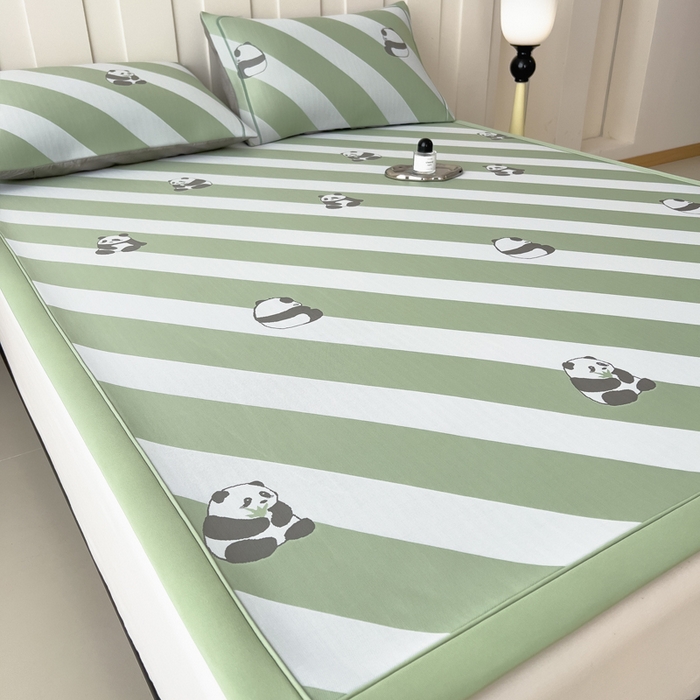 91家纺网 家纺一手货源 找家纺 全季家居 2025新款5A乙纶全PE卡通系列凉感软凉席席子 熊猫墩墩 床席