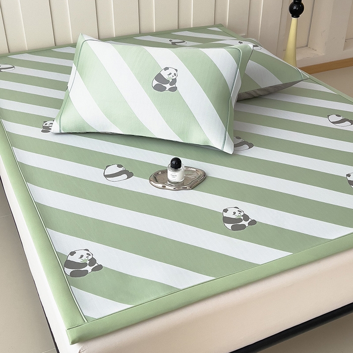 91家纺网 家纺一手货源 找家纺 全季家居 2025新款5A乙纶全PE卡通系列凉感软凉席席子 熊猫墩墩 床席