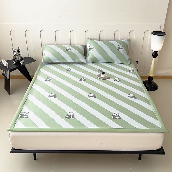 91家纺网 家纺一手货源 找家纺 全季家居 2025新款5A乙纶全PE卡通系列凉感软凉席席子 熊猫墩墩 床席