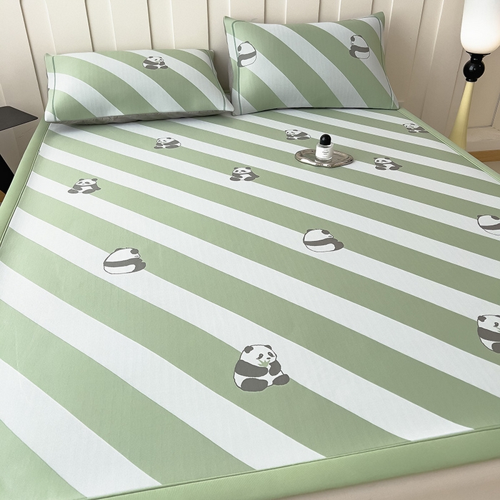 91家纺网 家纺一手货源 找家纺 全季家居 2025新款5A乙纶全PE卡通系列凉感软凉席席子 熊猫墩墩 床席