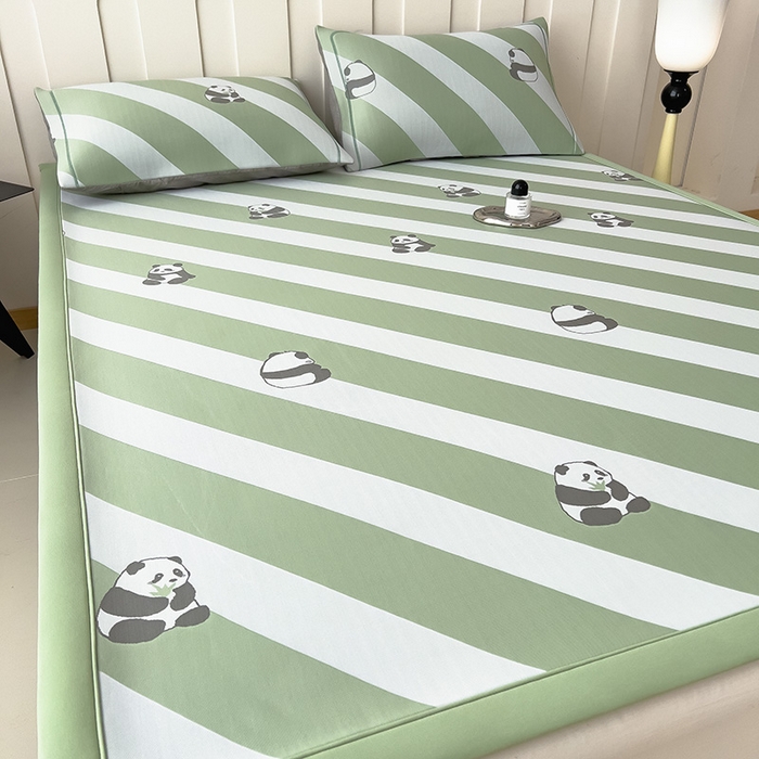 91家纺网 家纺一手货源 找家纺 全季家居 2025新款5A乙纶全PE卡通系列凉感软凉席席子 熊猫墩墩 床席