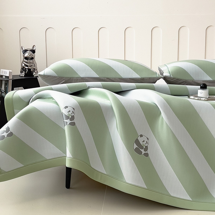 91家纺网 家纺一手货源 找家纺 全季家居 2025新款5A乙纶全PE卡通系列凉感软凉席席子 熊猫墩墩 床席