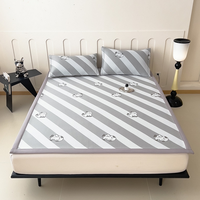 91家纺网 家纺一手货源 找家纺 全季家居 2025新款5A乙纶全PE卡通系列凉感软凉席席子 慵懒猫咪 床席