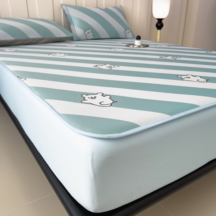 91家纺网 家纺一手货源 找家纺 全季家居 2025新款5A乙纶全PE卡通系列凉感软凉席席子 快乐小狗 床笠