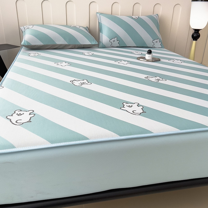 91家纺网 家纺一手货源 找家纺 全季家居 2025新款5A乙纶全PE卡通系列凉感软凉席席子 快乐小狗 床笠