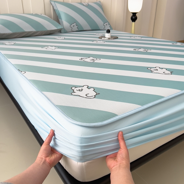 91家纺网 家纺一手货源 找家纺 全季家居 2025新款5A乙纶全PE卡通系列凉感软凉席席子 快乐小狗 床笠