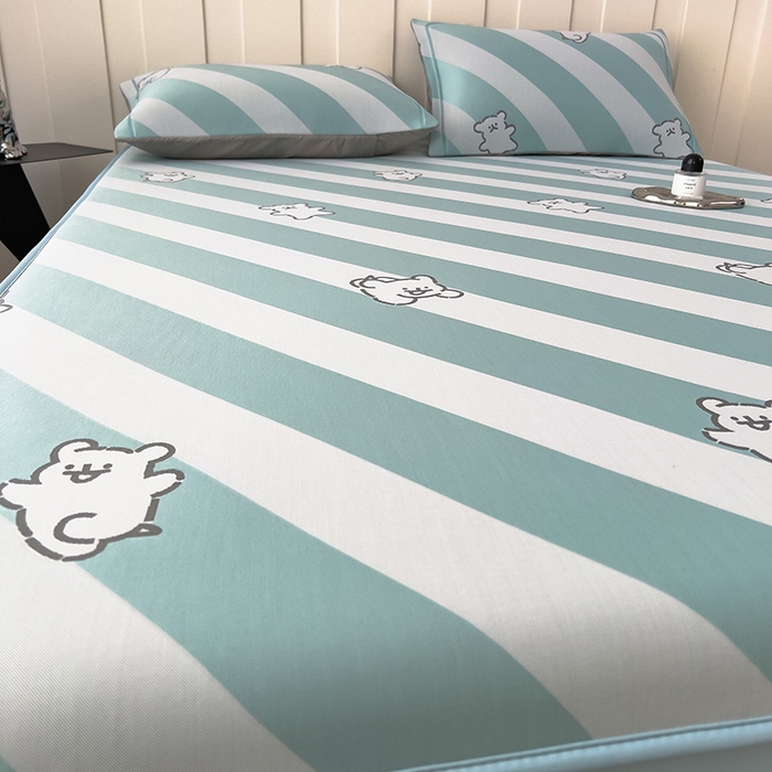 91家纺网 家纺一手货源 找家纺 全季家居 2025新款5A乙纶全PE卡通系列凉感软凉席席子 快乐小狗 床笠