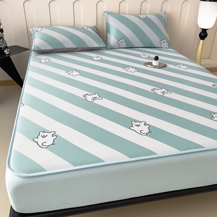 91家纺网 家纺一手货源 找家纺 全季家居 2025新款5A乙纶全PE卡通系列凉感软凉席席子 快乐小狗 床笠