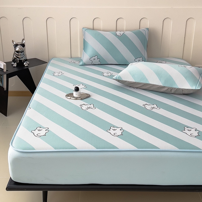 91家纺网 家纺一手货源 找家纺 全季家居 2025新款5A乙纶全PE卡通系列凉感软凉席席子 快乐小狗 床笠