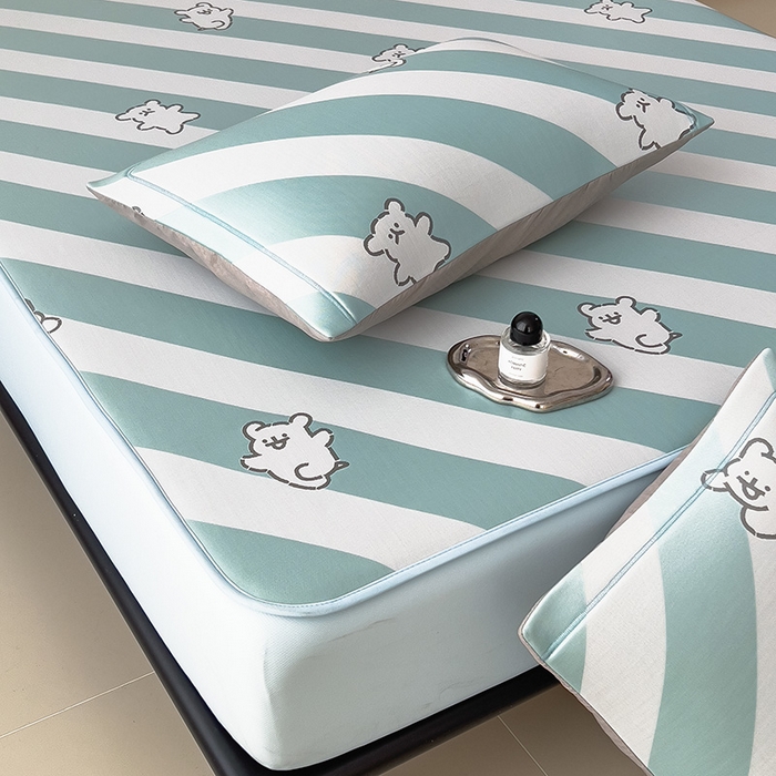 91家纺网 家纺一手货源 找家纺 全季家居 2025新款5A乙纶全PE卡通系列凉感软凉席席子 快乐小狗 床笠