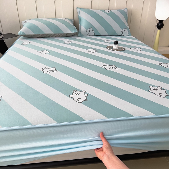 91家纺网 家纺一手货源 找家纺 全季家居 2025新款5A乙纶全PE卡通系列凉感软凉席席子 快乐小狗 床笠