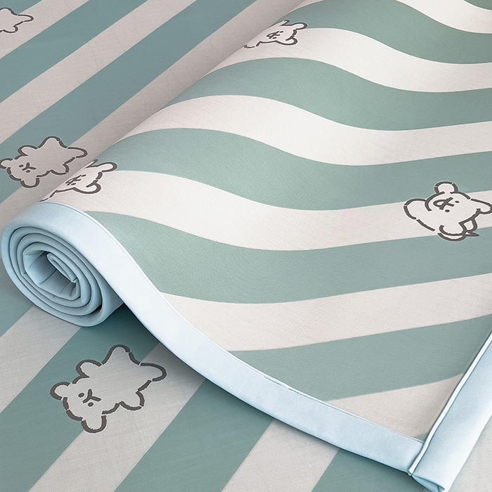 91家纺网 家纺一手货源 找家纺 全季家居 2025新款5A乙纶全PE卡通系列凉感软凉席席子 快乐小狗 床笠