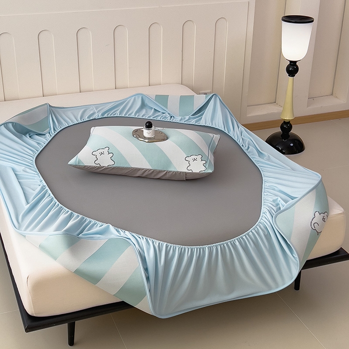 91家纺网 家纺一手货源 找家纺 全季家居 2025新款5A乙纶全PE卡通系列凉感软凉席席子 快乐小狗 床笠