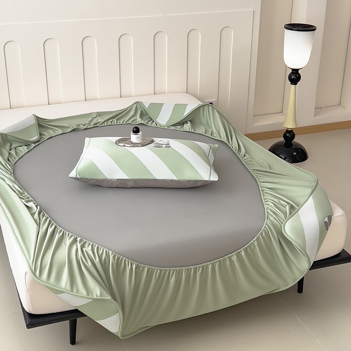 91家纺网 家纺一手货源 找家纺 全季家居 2025新款5A乙纶全PE卡通系列凉感软凉席席子 熊猫墩墩 床笠