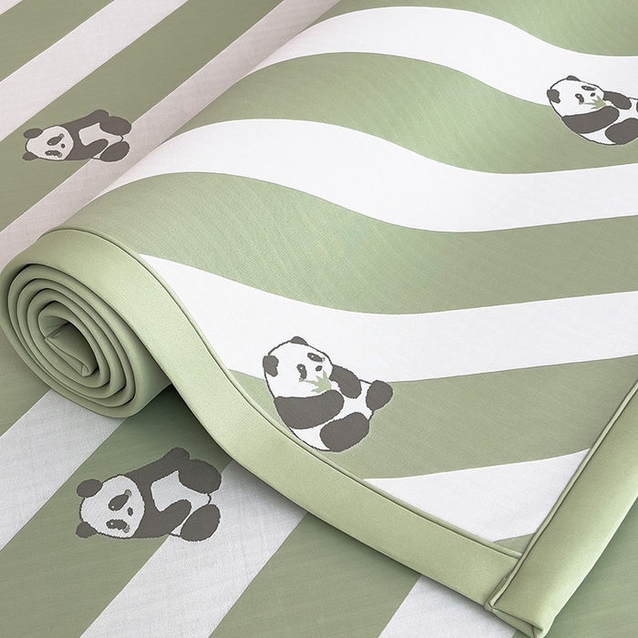 91家纺网 家纺一手货源 找家纺 全季家居 2025新款5A乙纶全PE卡通系列凉感软凉席席子 熊猫墩墩 床笠