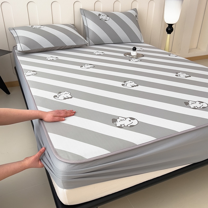 全季家居 2025新款5A乙纶全PE卡通系列凉感软凉席席子 慵懒猫咪 床笠