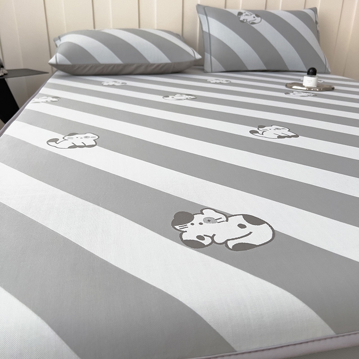 91家纺网 家纺一手货源 找家纺 全季家居 2025新款5A乙纶全PE卡通系列凉感软凉席席子 慵懒猫咪 床笠