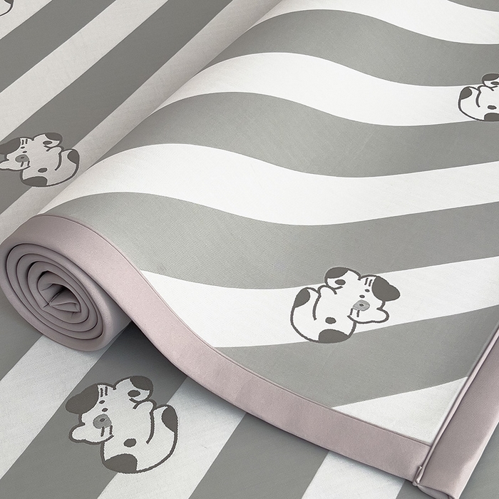 91家纺网 家纺一手货源 找家纺 全季家居 2025新款5A乙纶全PE卡通系列凉感软凉席席子 慵懒猫咪 床笠