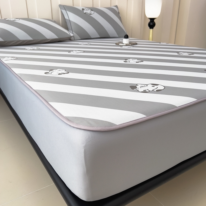 91家纺网 家纺一手货源 找家纺 全季家居 2025新款5A乙纶全PE卡通系列凉感软凉席席子 慵懒猫咪 床笠