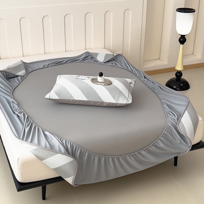 91家纺网 家纺一手货源 找家纺 全季家居 2025新款5A乙纶全PE卡通系列凉感软凉席席子 慵懒猫咪 床笠