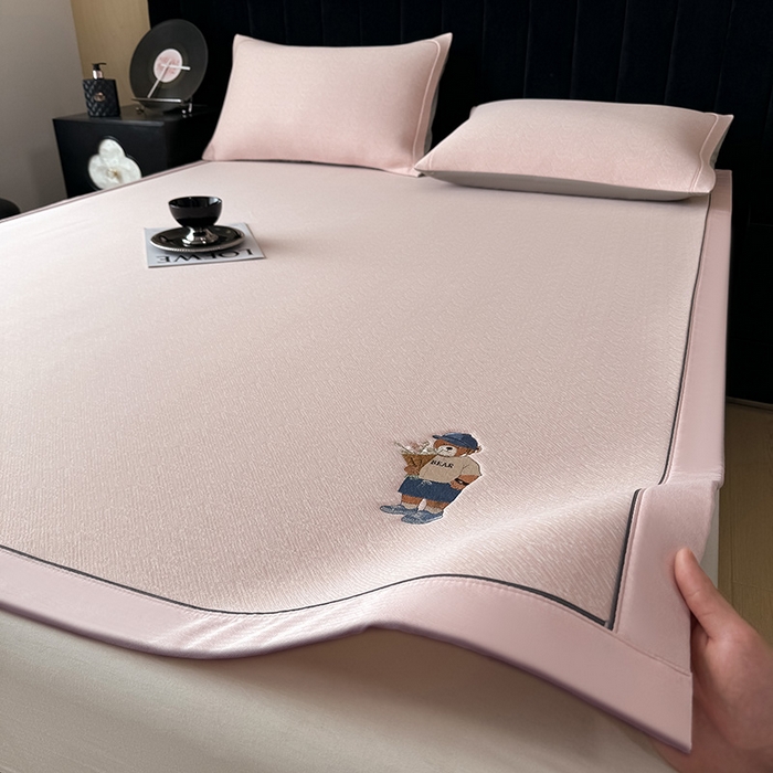 全季家居 2025新款5A乙纶全PE绅士熊系列凉感软凉席席子 淡粉 床席