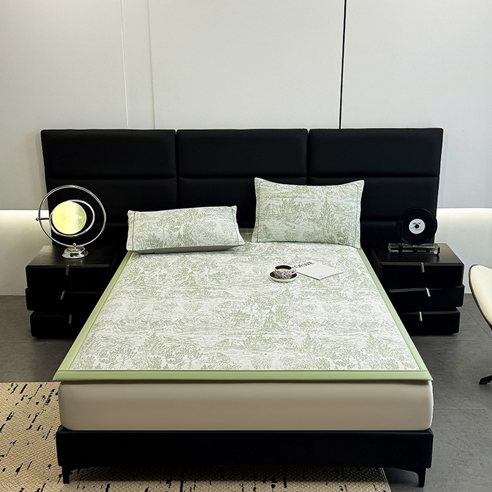 91家纺网 家纺一手货源 找家纺 （总）全季家居 2025新款5A乙纶全PE花卉轻奢提花凉感软凉席席子