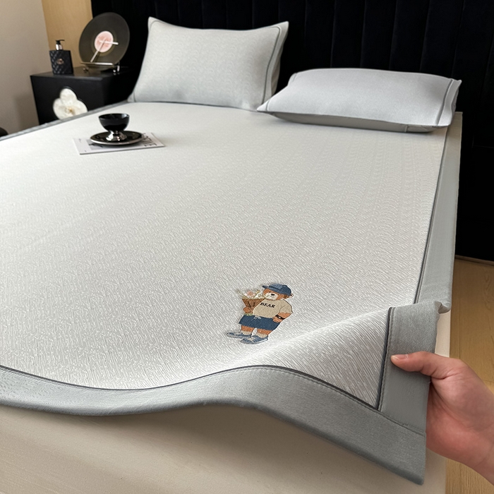 全季家居 2025新款5A乙纶全PE绅士熊系列凉感软凉席席子 浅灰 床席