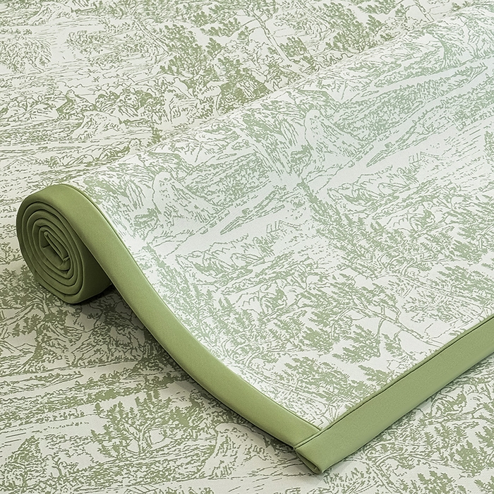 91家纺网 家纺一手货源 找家纺 （总）全季家居 2025新款5A乙纶全PE花卉轻奢提花凉感软凉席席子