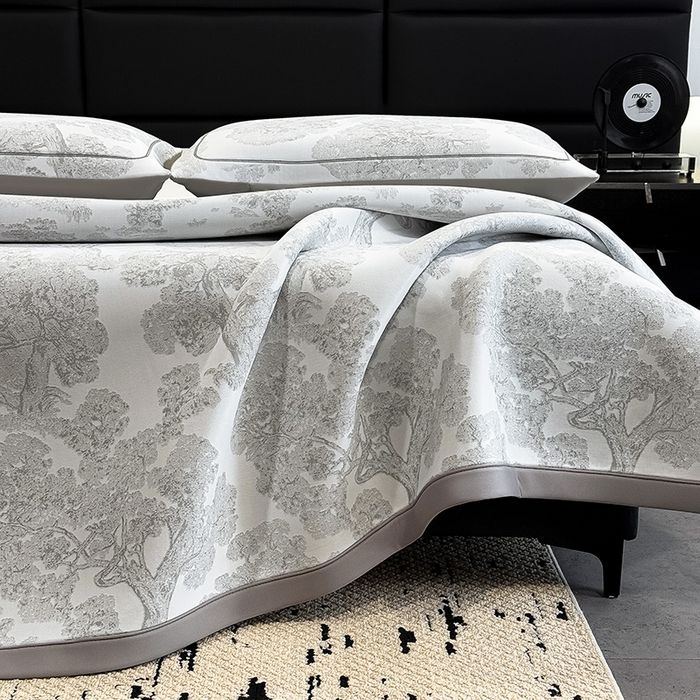 91家纺网 家纺一手货源 找家纺 （总）全季家居 2025新款5A乙纶全PE花卉轻奢提花凉感软凉席席子