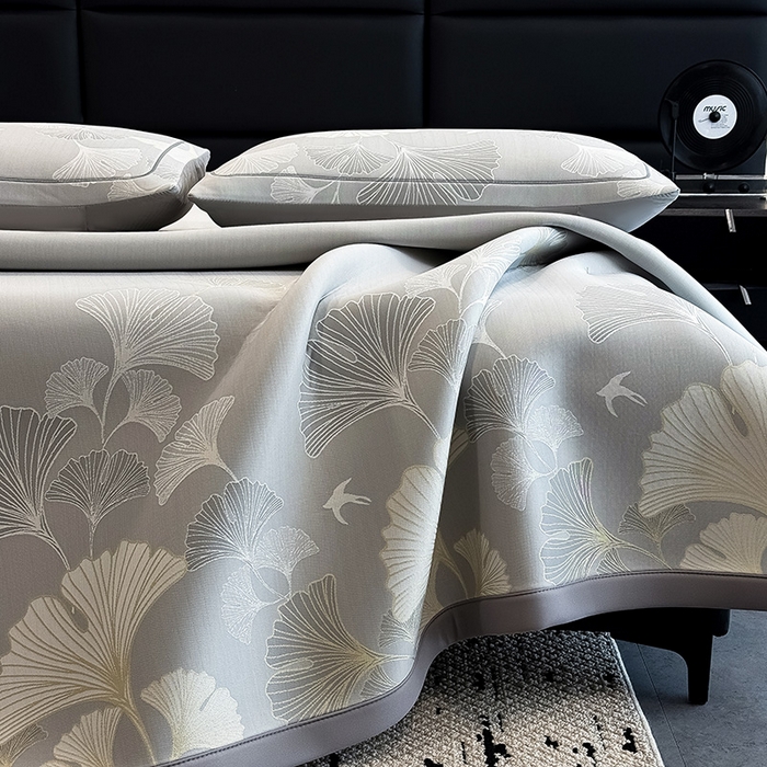 91家纺网 家纺一手货源 找家纺 （总）全季家居 2025新款5A乙纶全PE花卉轻奢提花凉感软凉席席子