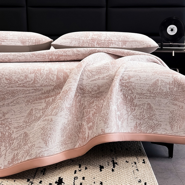 91家纺网 家纺一手货源 找家纺 （总）全季家居 2025新款5A乙纶全PE花卉轻奢提花凉感软凉席席子