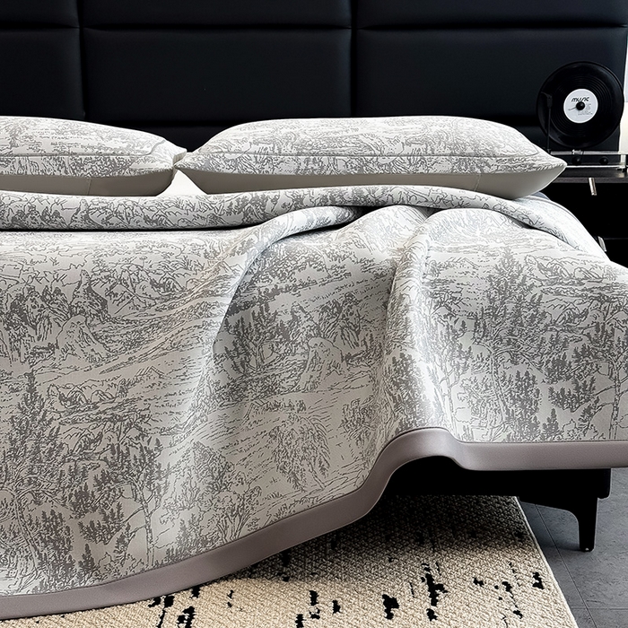 91家纺网 家纺一手货源 找家纺 （总）全季家居 2025新款5A乙纶全PE花卉轻奢提花凉感软凉席席子