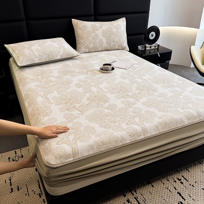 91家纺网 家纺一手货源 找家纺 （总）全季家居 2025新款5A乙纶全PE花卉轻奢提花凉感软凉席席子