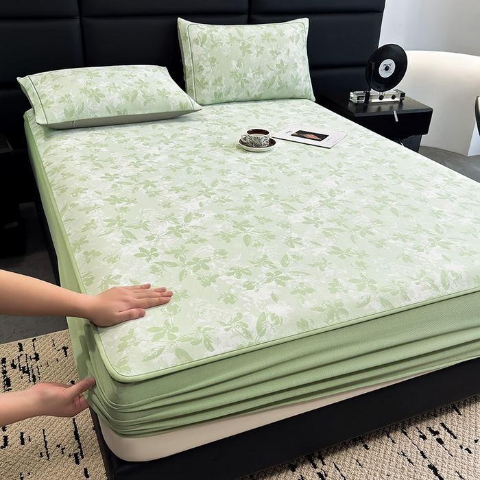 91家纺网 家纺一手货源 找家纺 （总）全季家居 2025新款5A乙纶全PE花卉轻奢提花凉感软凉席席子