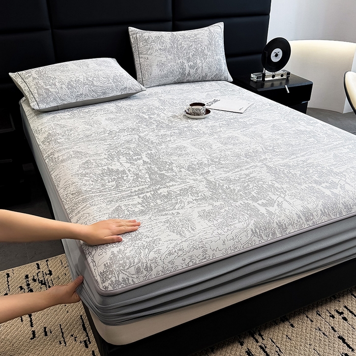 91家纺网 家纺一手货源 找家纺 （总）全季家居 2025新款5A乙纶全PE花卉轻奢提花凉感软凉席席子