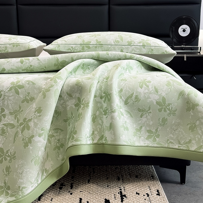 全季家居 2025新款5A乙纶全PE花卉轻奢提花凉感软凉席席子 繁花似锦-浅绿 床席
